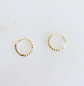 Sterling Silver Gold Plated Mini Bead Huggie Hoops