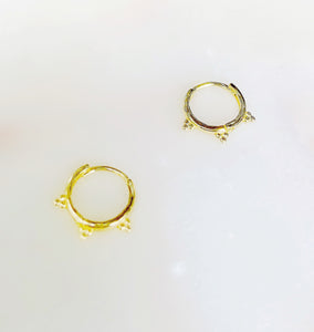 Sterling Silver Gold Plated Small Tres Hoops