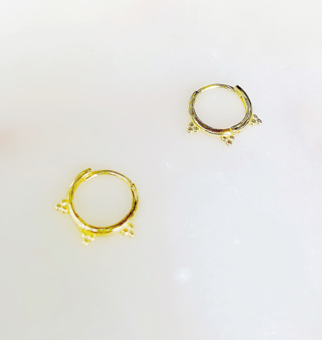 Sterling Silver Gold Plated Small Tres Hoops