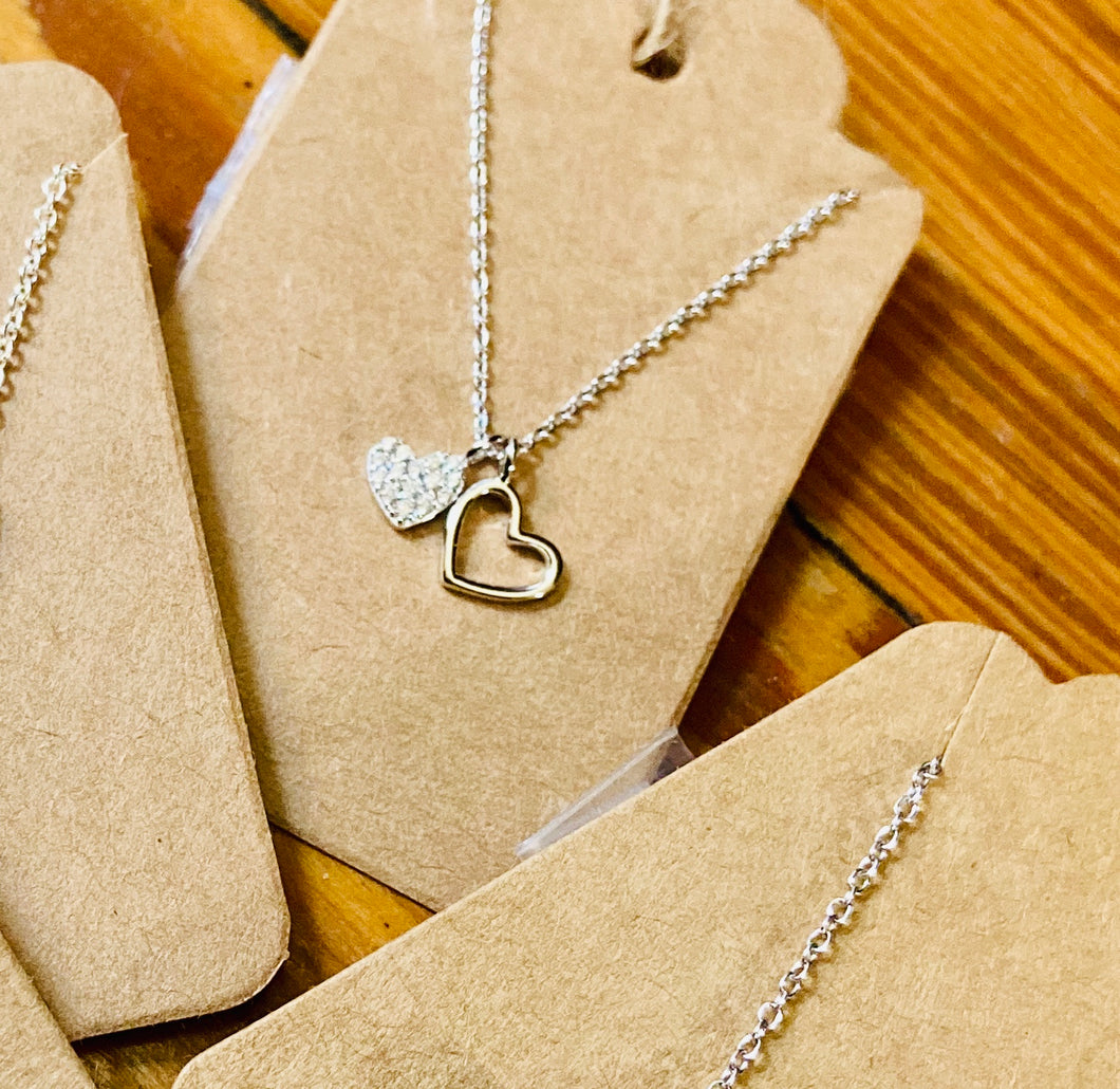 Sterling Silver Double Heart Necklace