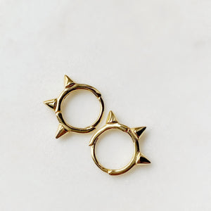 Gold Plated Spiked Huggie Mini Hoop Earrings