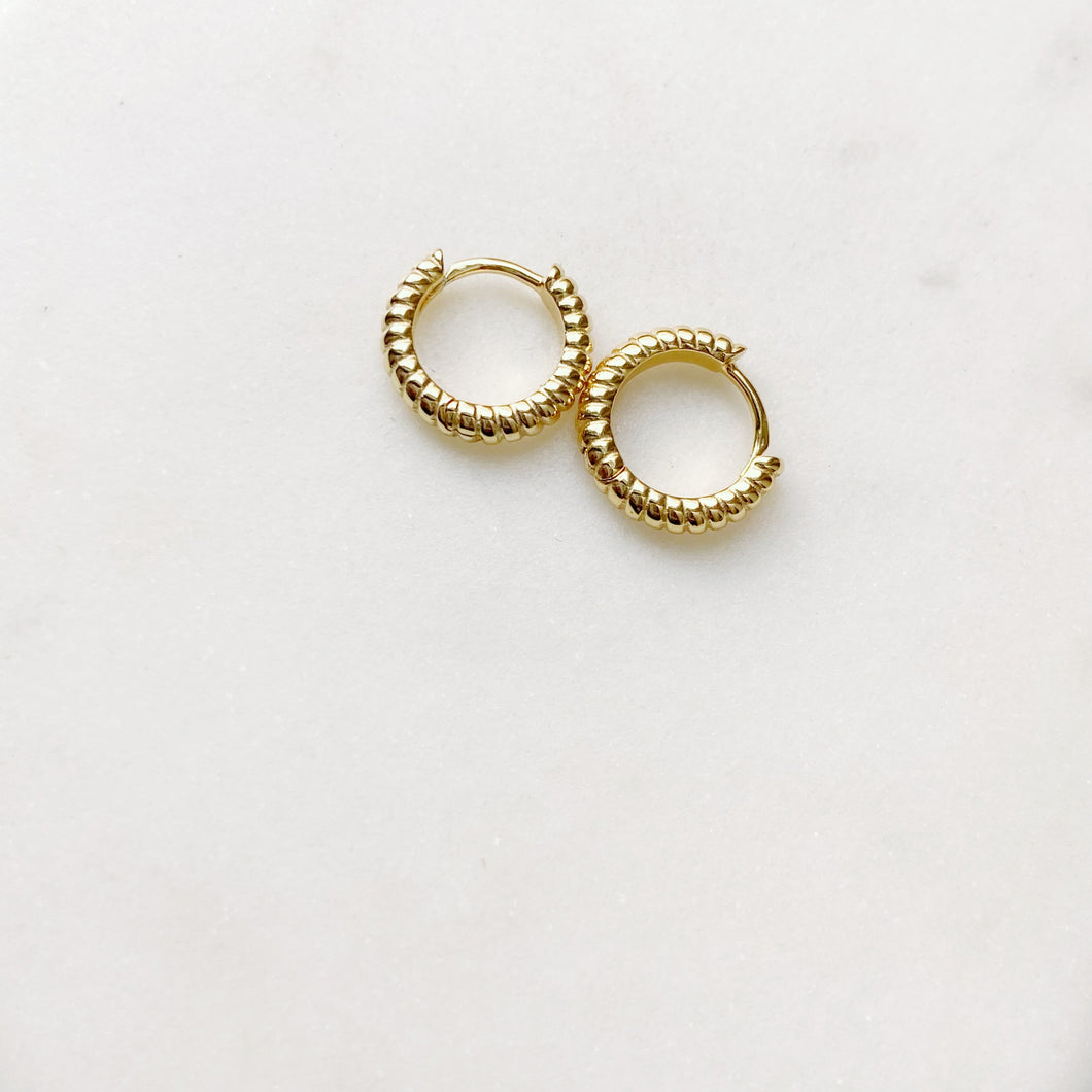 Sterling Silver Gold Plated Mini Twisted  Huggie Hoops