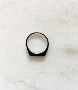 Sterling Silver Ruthenium Plated Flat Top CZ Blackout Ring