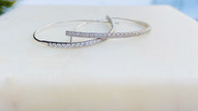 Load image into Gallery viewer, Sterling Silver CZ Modern Hoop Earrings