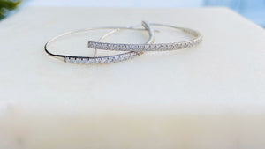 Sterling Silver CZ Modern Hoop Earrings