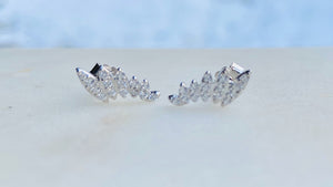 Sterling Silver CZ Angel Wings Stud Earrings
