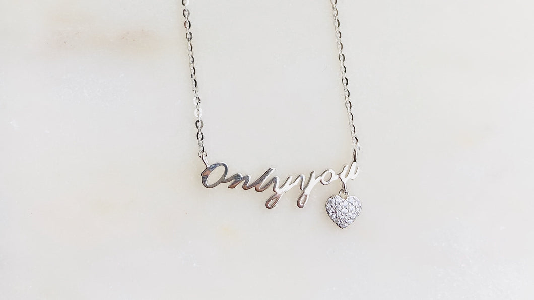 925 Sterling Silver Only You CZ Necklace