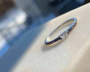 Sterling Silver Rainbow Color CZ Isabel Ring