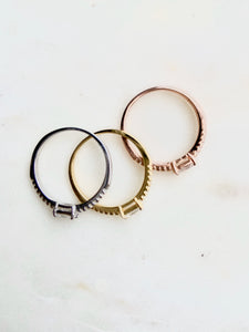 Sterling Silver Gold Plated CZ Isabel Ring Set
