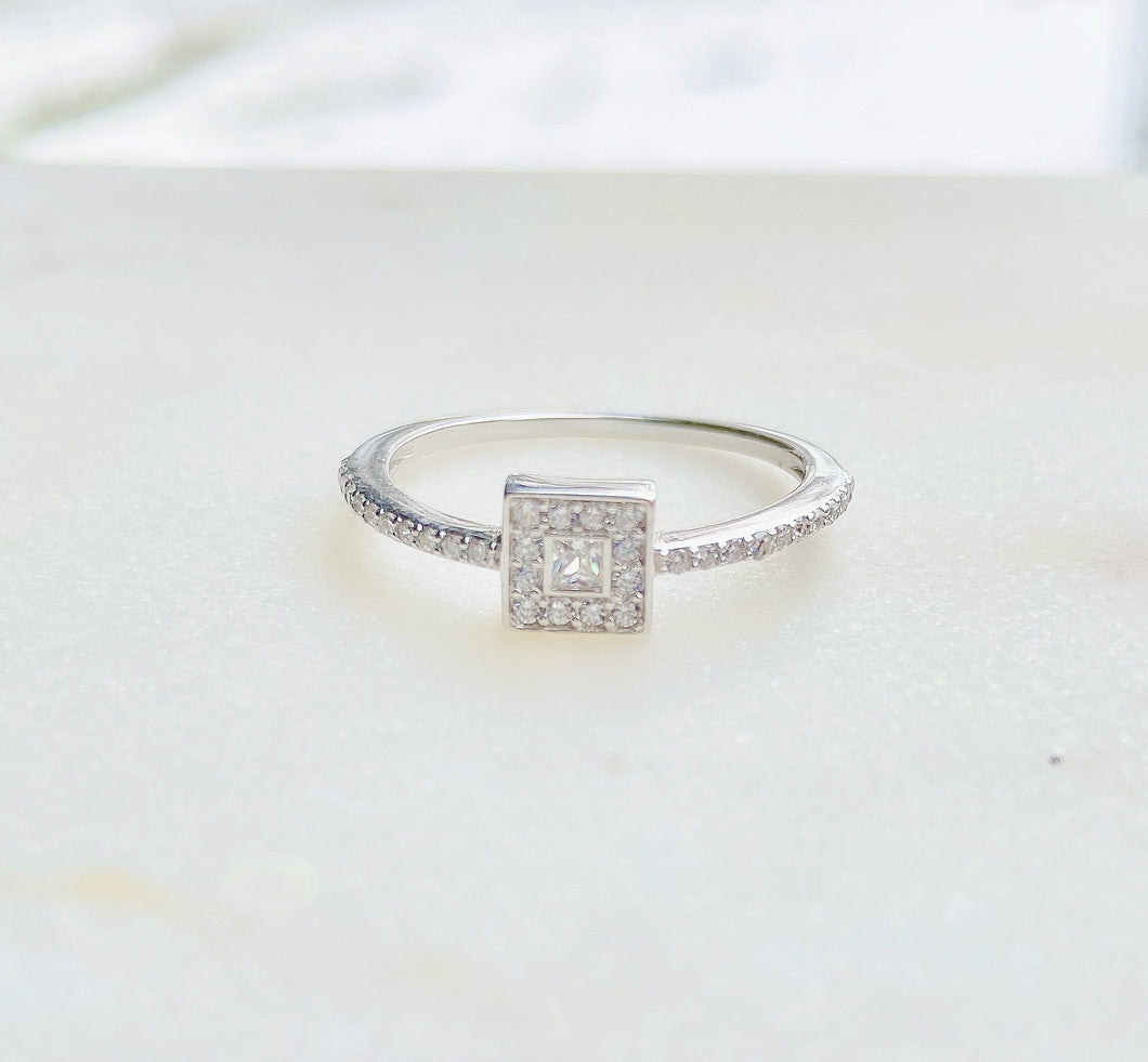 Sterling Silver Vintage Style Romance CZ Ring