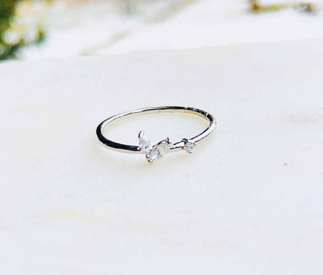925 Sterling Silver Duo Marquise Minimalist Ring