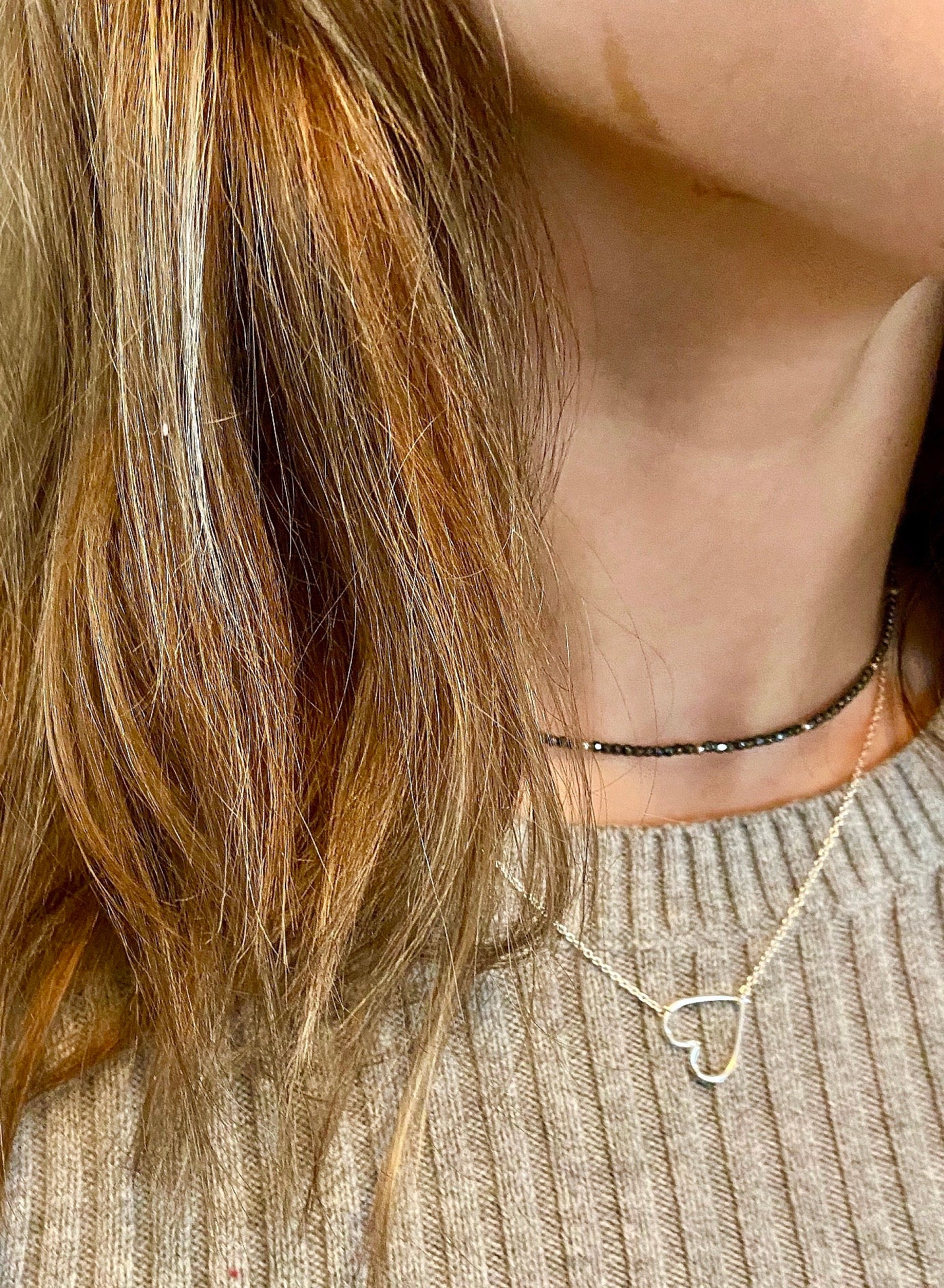 Sterling Silver Single Strand of Hematite Choker Necklace Lily Max LLC
