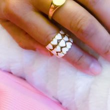 Load image into Gallery viewer, Sterling Silver Enamel Queen of Hearts Ring Size 9 - White