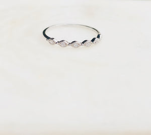 Sterling Silver CZ Milgrain Stackable Band