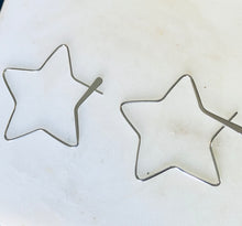 Load image into Gallery viewer, Sterling Silver Gold Plated Mega Star Hoop Earrings - Sterling Silver