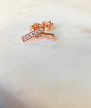 Load image into Gallery viewer, Sterling Silver Stone Bar Stud Earrings - Rose Gold Plated