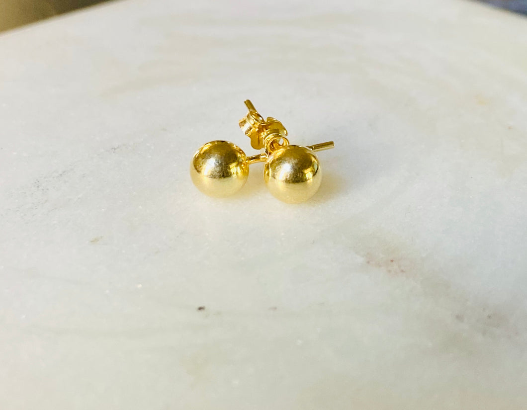 Sterling Silver Gold Plated Your Everyday 6mm Round Ball Studs