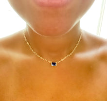 Load image into Gallery viewer, Gold Plated Sterling Silver Gold Midnight Blue Birthstone Necklace