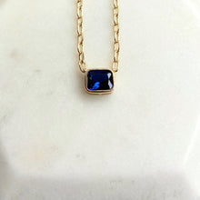 Load image into Gallery viewer, Gold Plated Sterling Silver Gold Midnight Blue Birthstone Necklace