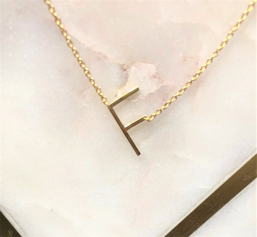 Sterling Silver 14K Gold Plated Your Initial Letter - F