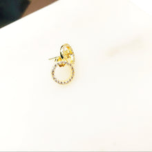 Load image into Gallery viewer, Open Circle Sparkle Earrings - Gold Tone