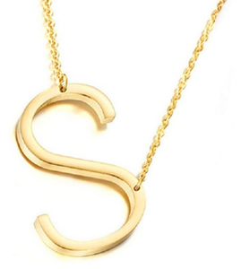 Be Bold Silver/Gold Tone Block Letter Necklace - S