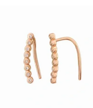 Load image into Gallery viewer, Sterling Silver CZ Stone Dainty Climber Earrings in Gold Tone