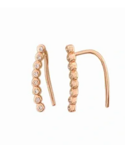 Sterling Silver CZ Stone Dainty Climber Earrings in Gold Tone