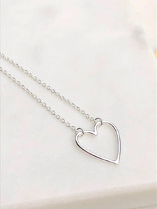 Open Heart Necklace - 925 Sterling Silver