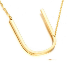 Load image into Gallery viewer, Be Bold Silver/Gold Tone Block Letter Necklace - U