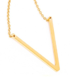 Be Bold Silver/Gold Tone Block Letter Necklace - V