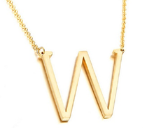 Load image into Gallery viewer, Be Bold Silver/Gold Tone Block Letter Necklace - W