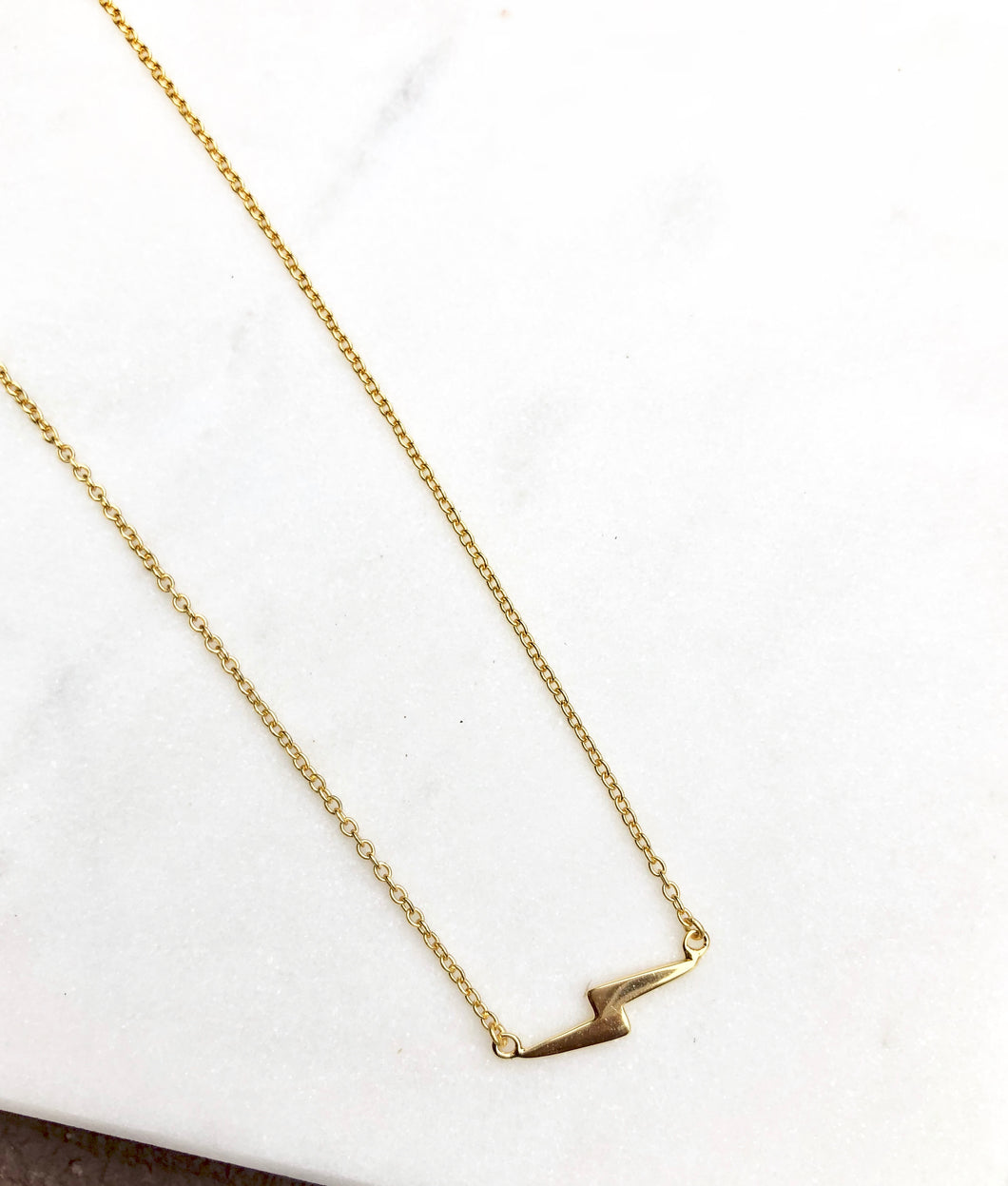 925 Sterling Silver Gold Plated Bolt Necklace