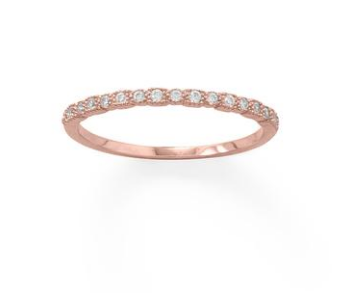 Sterling Silver/14 Karat Rose Gold Plated Petite and Stackable Shimmer Ring