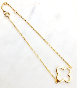 925 Sterling Silver Gold Plated Clover Bracelet