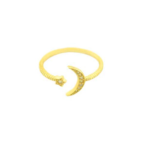 Crescent Moon Pave Ring