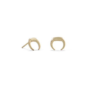 925 Sterling Silver Gold Tone Crescent Moon Earring Studs