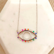 Load image into Gallery viewer, Rainbow Colors CZ Evil Eye Necklace