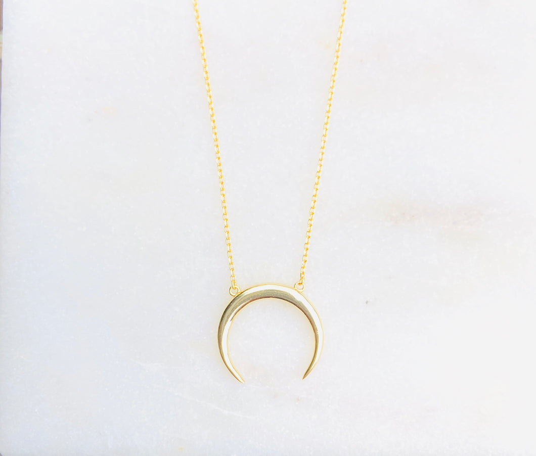 Gold Plated Mega Crescent Moon Necklace