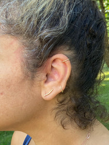 Sterling Silver CZ Stone Dainty Climber Earrings in Gold Tone