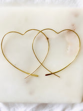 Load image into Gallery viewer, Sterling Silver Mega Heart Hoop Earrings - Gold Plated