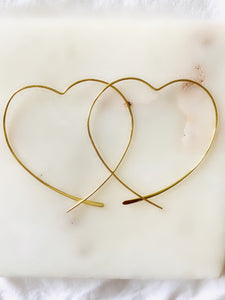 Sterling Silver Mega Heart Hoop Earrings - Gold Plated