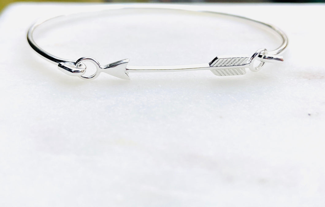 Sterling Silver Never A Straight Path Arrow Bangle