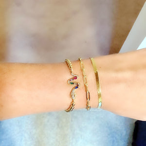 Sterling Silver Gold Plated Herringbone Bracelet