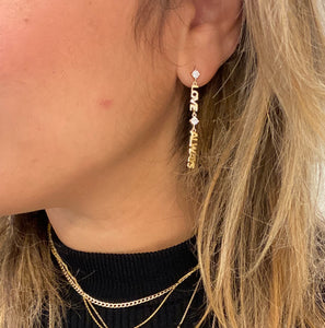 Sterling Silver Gold Plated Love Always Dangle Earrings