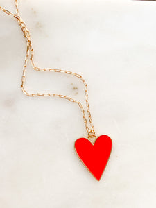 Pure Heart Enamel Necklace - Red