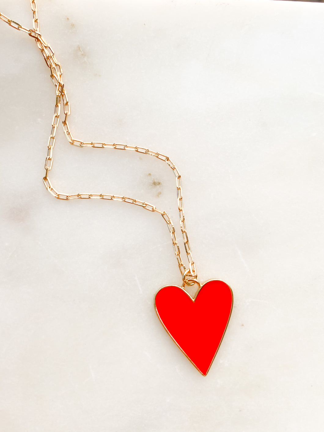 Pure Heart Enamel Necklace - Red