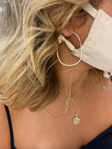 Gold Tone Sparkle Paperclip Link Mask Chain