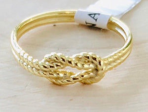 Sterling Silver Gold Plated Twisted Rope Ring