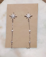 Load image into Gallery viewer, Sterling Silver North Star Long Chain Stud Earrings